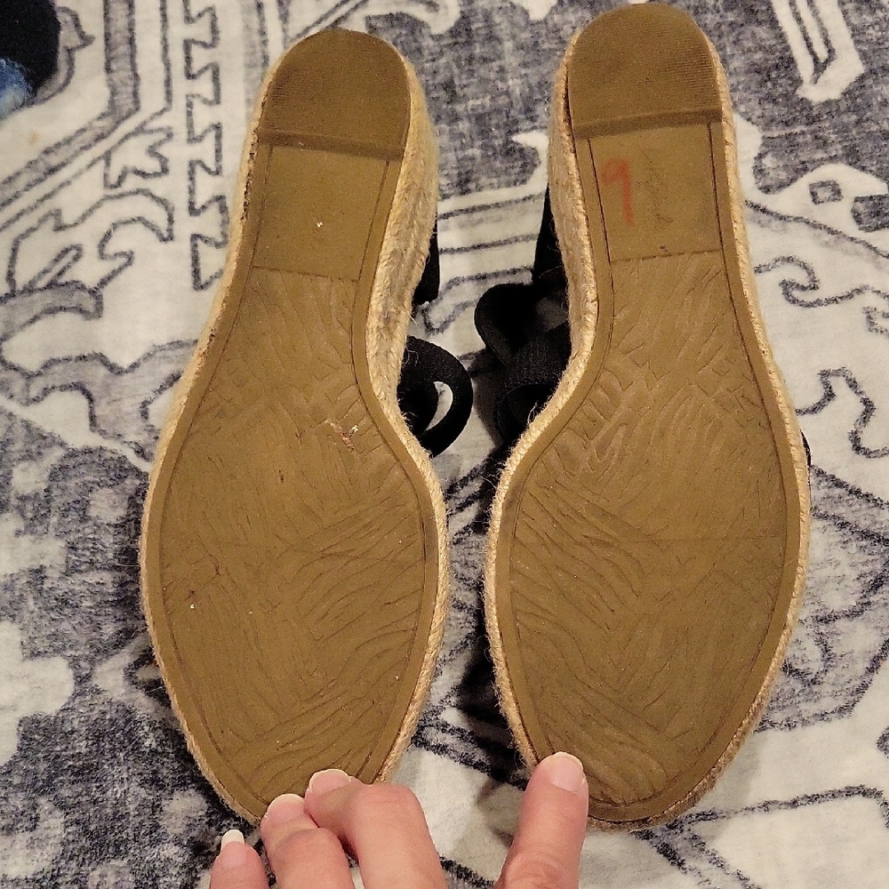 Black Espadrille Wedges - Picture 7 of 8